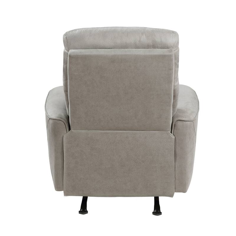 Ray 39 Inch Manual Rocker Recliner Chair, Gray Tufted Back Microfiber