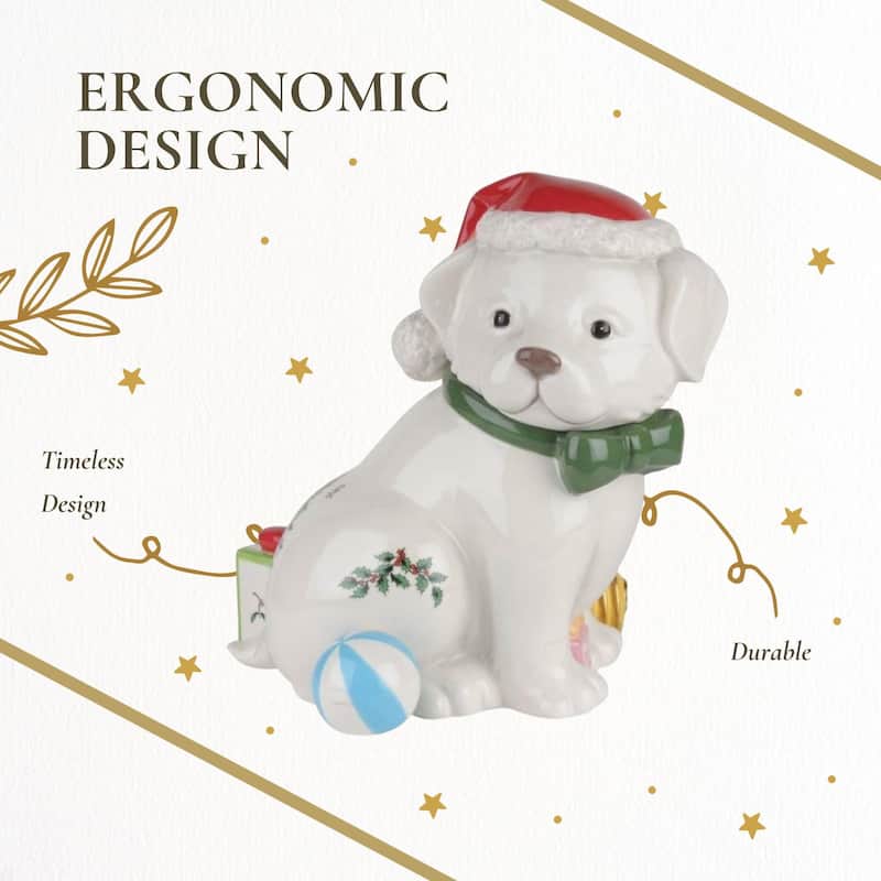 Spode Christmas Tree Puppy Cookie Jar - 9.25" D x 10" H