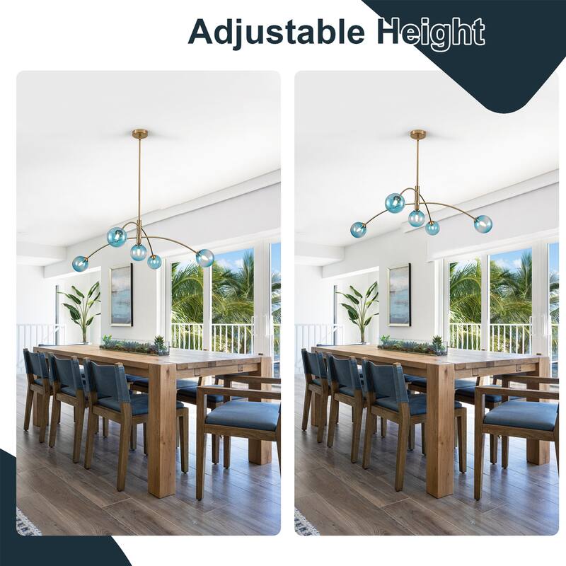 5 - Light Dimmable Modern Linear Globe Chandelier