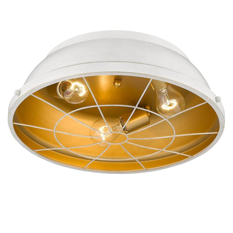 Golden Lighting Bartlett 3-light Flush Mount in French White