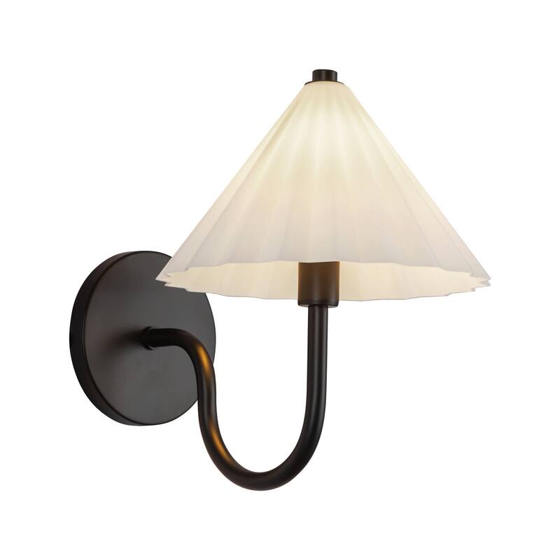 Alora Lighting WV451808 Serena 11" Tall Bathroom Sconce with Pleated - Matte Black / Opal Glass