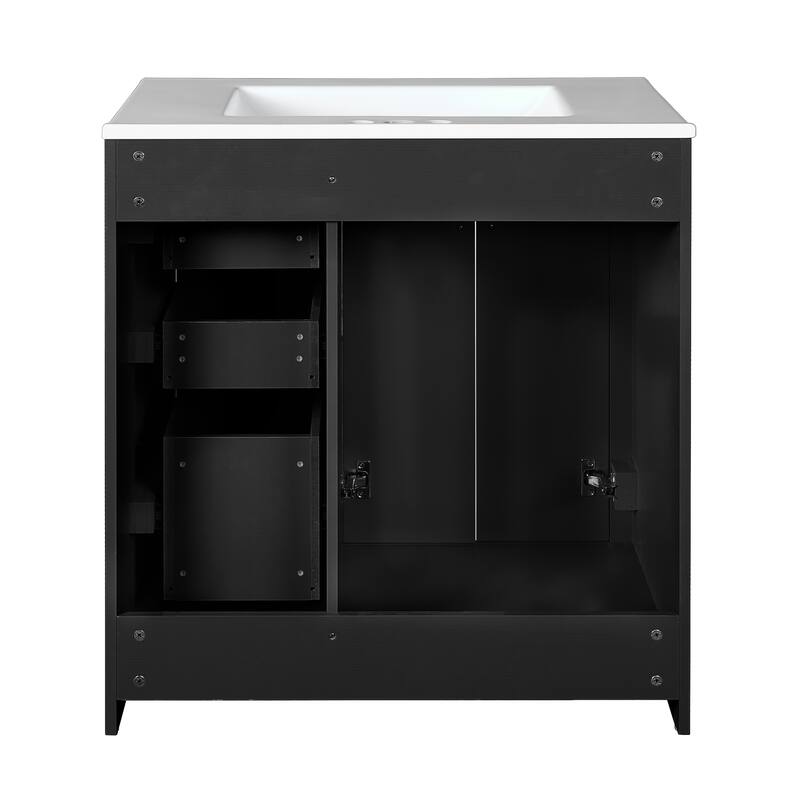 30'' Freestanding Bathroom Vanity with White Integrated Ceramic Sink - 30'' x 18'' x 34''