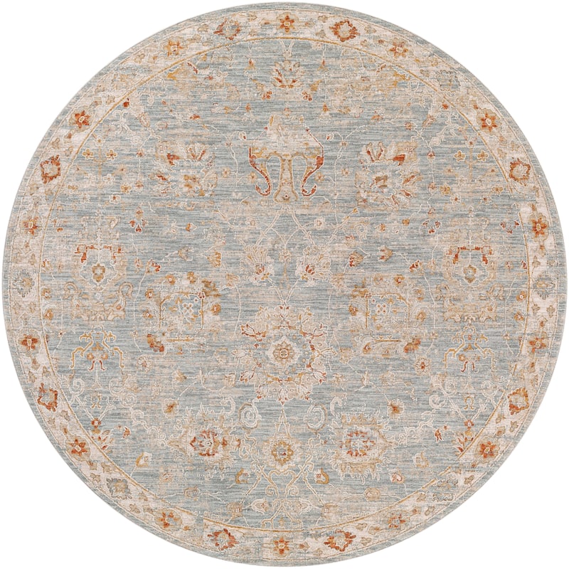 Livabliss Tritan Traditional Area Rug - Denim - 6'7" Round