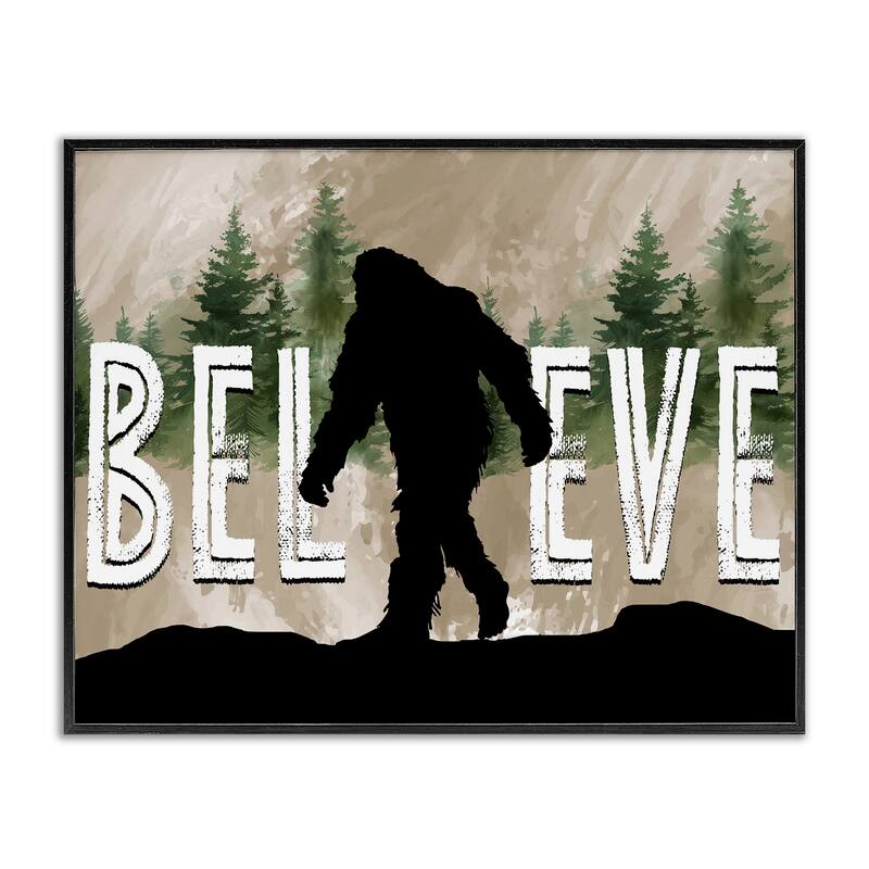 Stupell Believe Rustic Mythical Creature Framed Giclee Art Design By Nicole DeCamp - 20 x 16 - Black