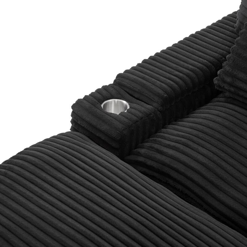 Convertible Corduroy Loveseat with Dual Ottomans by Harper&Bright Designs