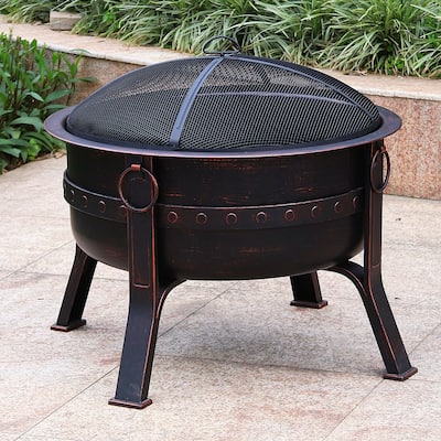 Chaffrey 32-inch Copper Finish Fire Pit with Spark Screen by Havenside Home