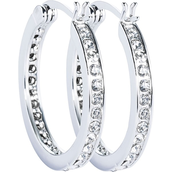 Channel Set Hoop CZ Earrings Silver/Gold Overlay by Simon Frank Designs