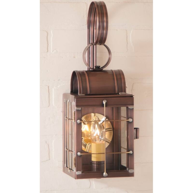 Irvin's Country Tinware Single Wall Lantern In Antique Copper - 17 X 6 X 6 inches