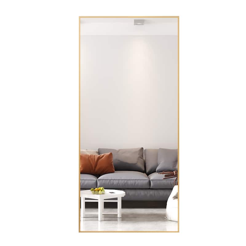 Tempered mirror 71" x 32" Tall Full Length Mirror with Stand,Gold Wall Mounting Full Body Mirror,Metal Frame Full-Length Mirror
