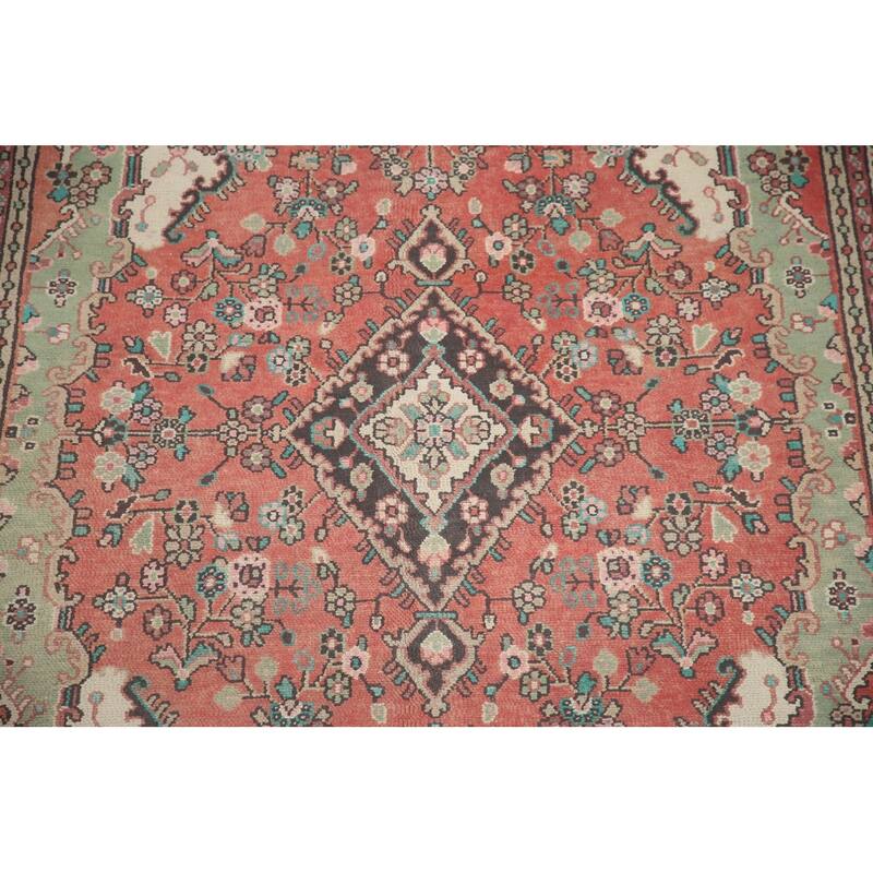 Hand Knotted Oriental 100% Wool Carpet Traditional Medallion Pink Hamedan Area Rug - 8' 11'' X 6' 5''