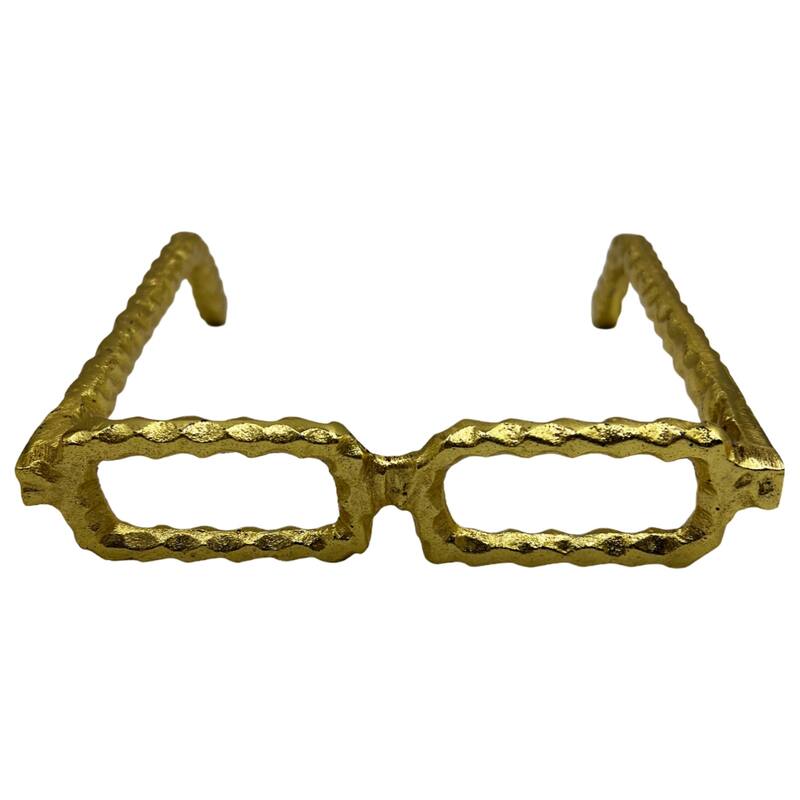 Decorative Handmade Aluminum 8 inch Glasses Sculpture - 7 x 8 x 1.5 in