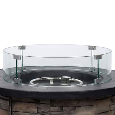Fire & Flare 24" Round Firepit Tempered Glass Wind Guard