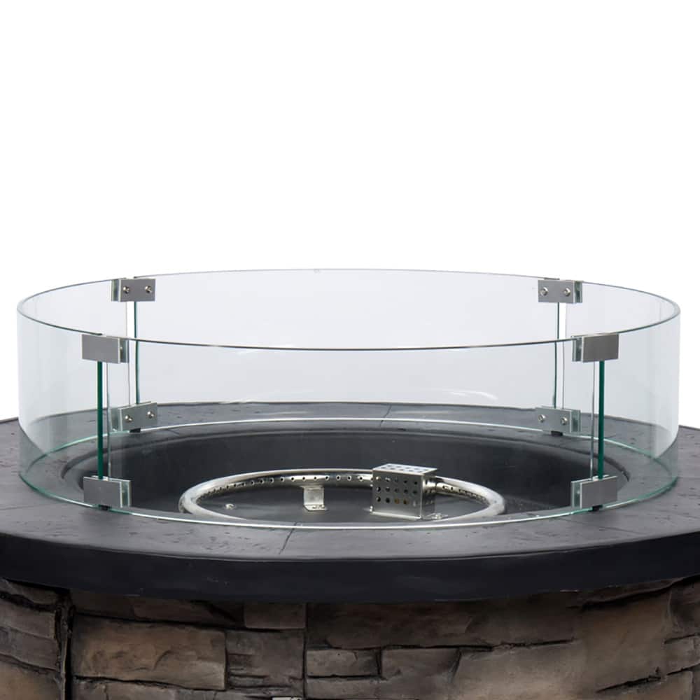 Fire & Flare 24" Round Firepit Tempered Glass Wind Guard