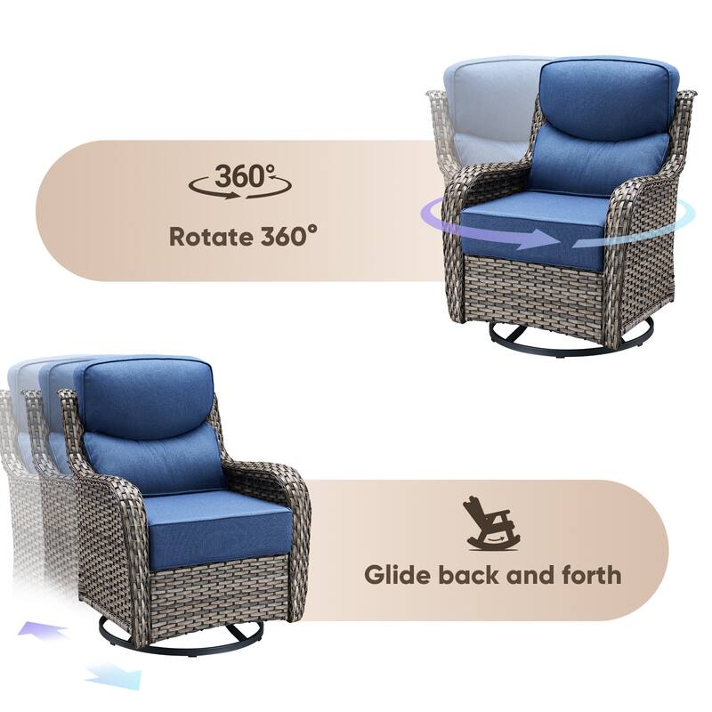 High Back Outdoor Swivel Patio Rattan Chairs