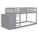 preview thumbnail 7 of 11, Twin over Twin Bunk Bed wGuardrail, Cabinet, 4 Drawers,3 Shelves,Grey