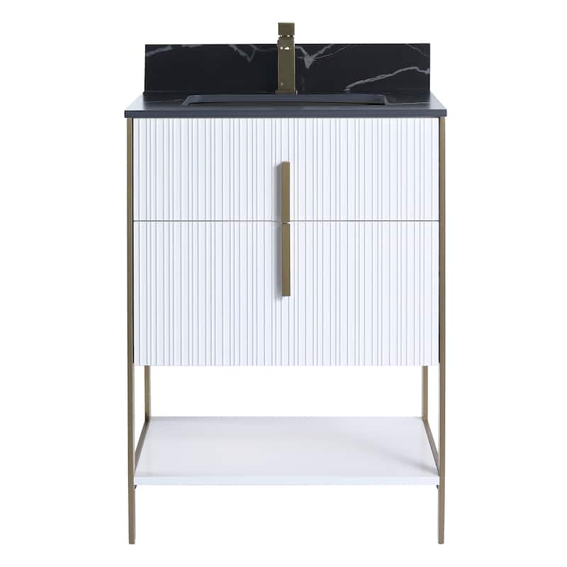 Fine Fixtures Serenity Modern Bathroom Vanity with Black Sintered Stone Top
