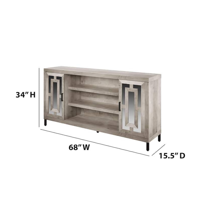 68" TV Stand with Mirrored Doors