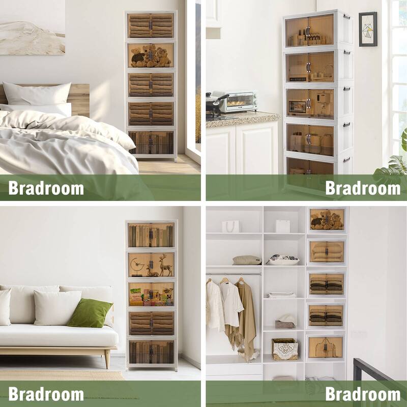 Closet Organizers and Storage Stackable Plastic Storage Bins with Lids Collapsible Closet Storage Containers with Wheels 5 Packs