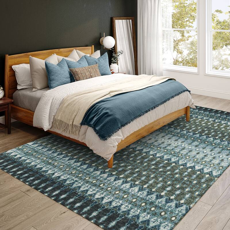Machine Washable Indoor/ Outdoor Addison Bravado Geometric Ikat Rug