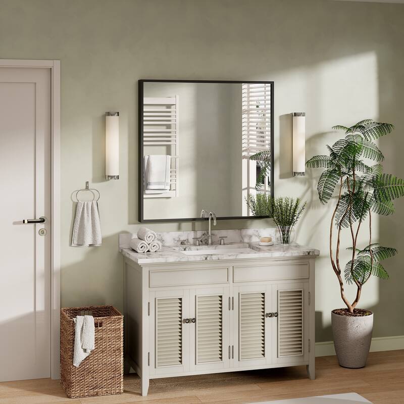 Tempered Glass and Metal Framed French Cleat Mounted Wall Bathroom / Vanity Mirror