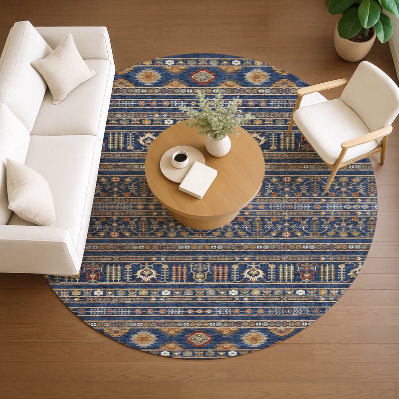 Machine Washable Indoor/ Outdoor Boho Moroccan Chantille Rug