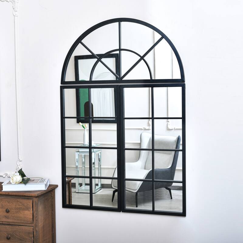 KOHROS Arched Window Finished Metal Mirror - Black