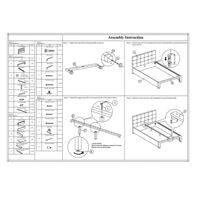 Full Size Modern Bed with Tufted Headboard and Storage Drawer, Grey Polyfiber Finish