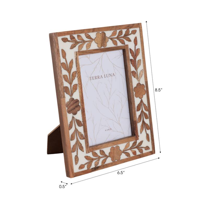 Wood Glass Decorative Photo Frame Handcrafted Boho for Home Display