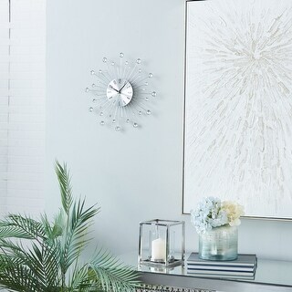 Gold / Copper / or Silver Iron Metal Starburst Sun Glam Wall Clock