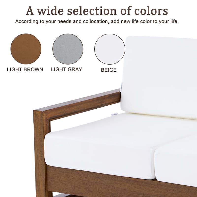 Patio Teak Wood Outdoor Loveseat with Cushion