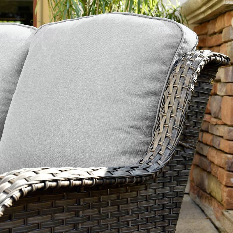 OVIOS 8-piece Rattan Wicker Patio Furniture Set Swivel Rocking Chair Set