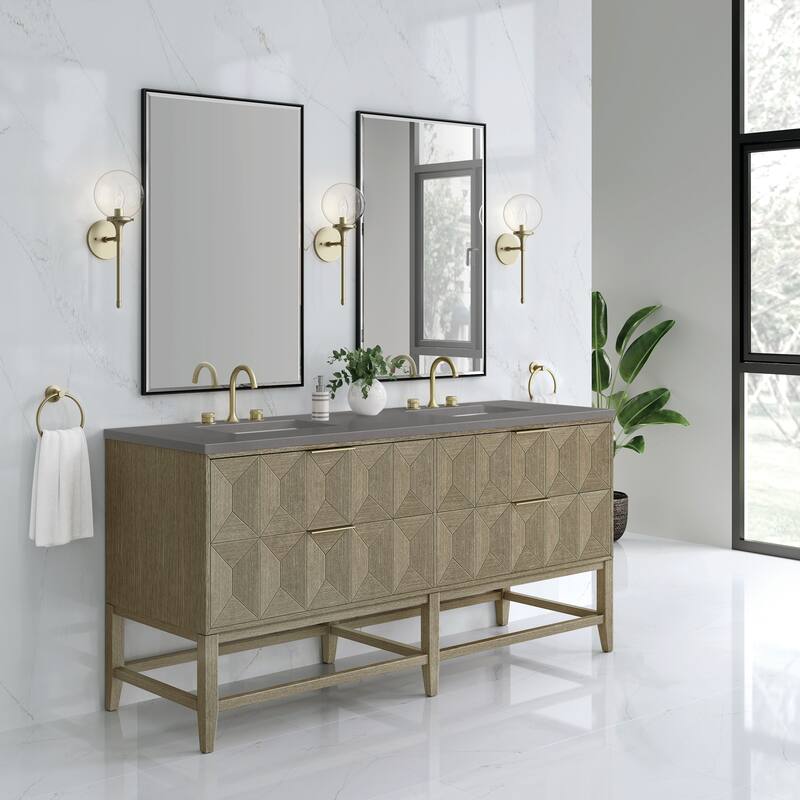 James Martin Vanities Emmeline 72" Double Vanity, Pebble Oak