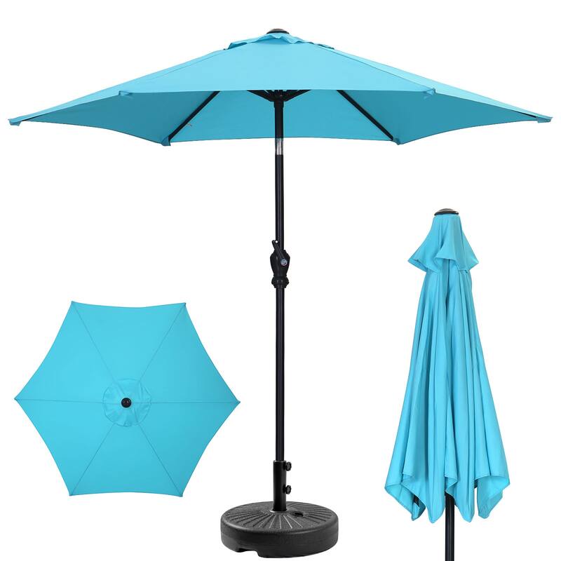 Autlaycil 7.5FT Solar Patio Umbrella with Base and Tilt,Crank