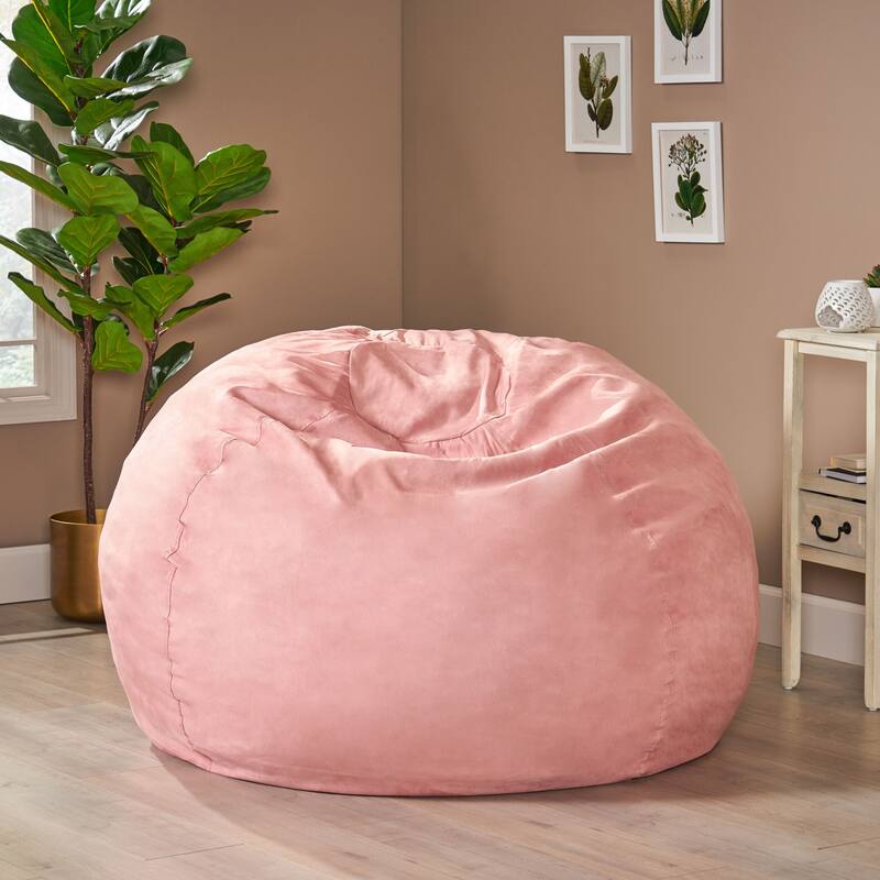 Madison Faux Suede 5-foot Beanbag Chair by Christopher Knight Home - Rose Petal Pink