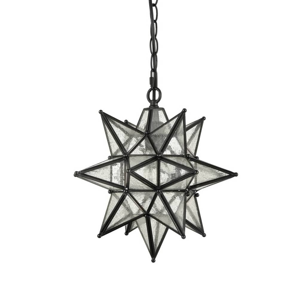 Ibiza Moravian Star Pendant Light Chandelier Seeded Glass 13-Inches