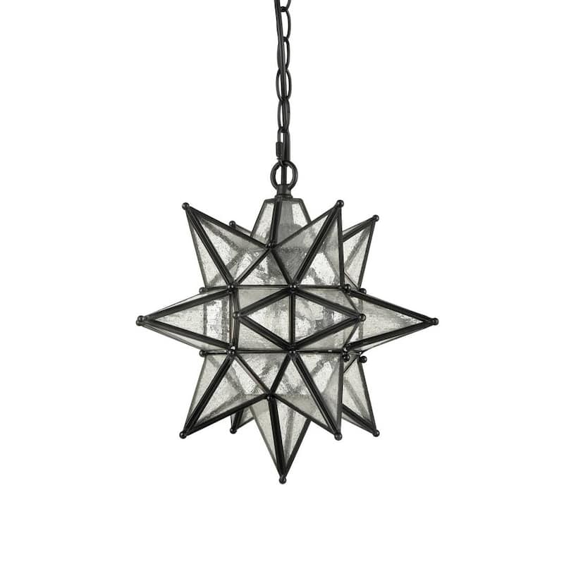 Ibiza Moravian Star Pendant Light Chandelier Seeded Glass 13-Inches