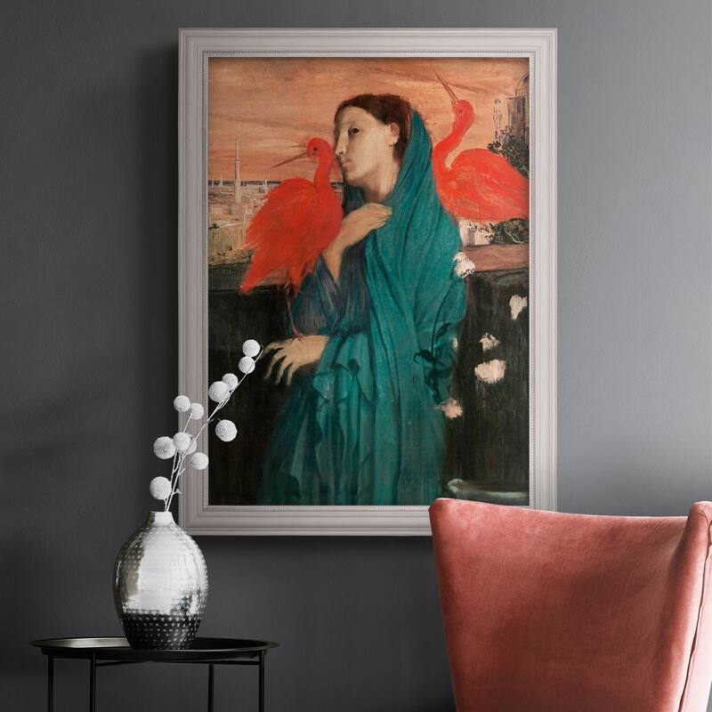 Young Woman with Ibis Premium Framed Canvas- Ready to Hang