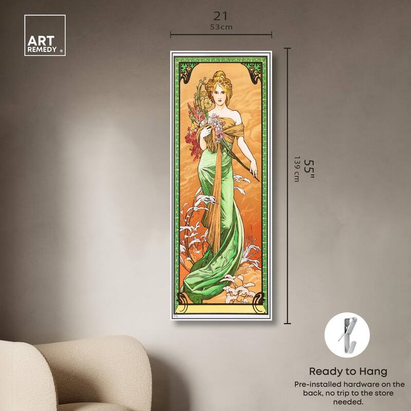 Alfonse Mucha - Spring Panoramic Canvas by Art Remedy