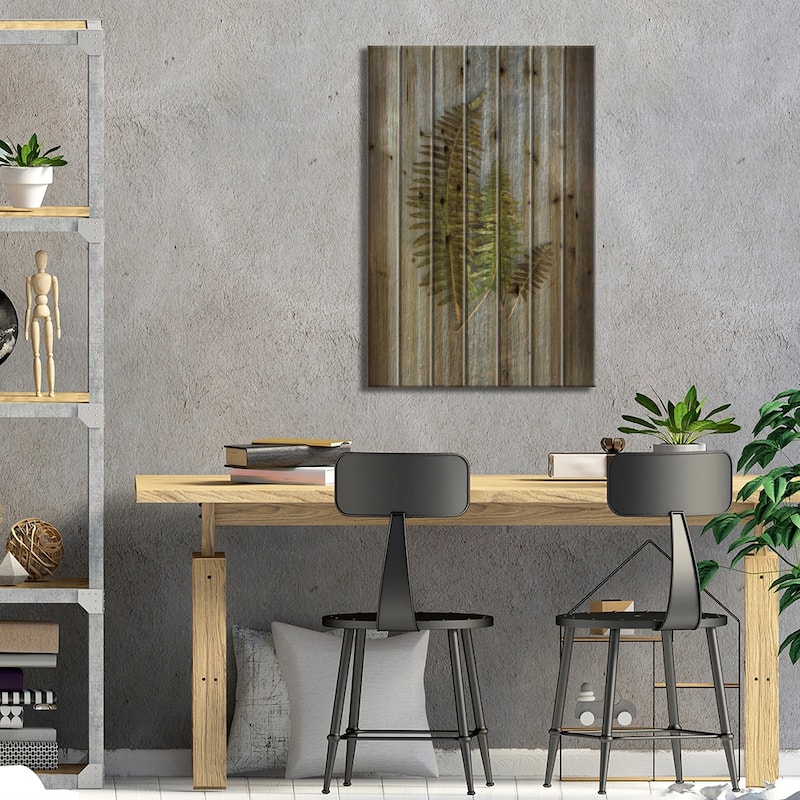 Woodland Fern VI Print On Wood by Sue Schlabach - Multi-Color