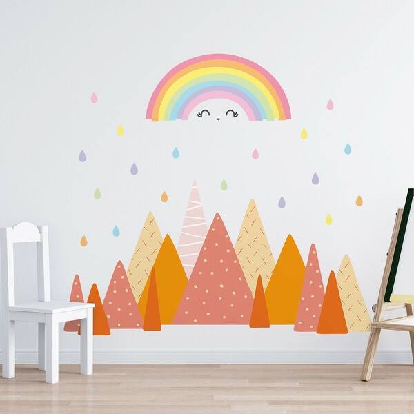 slide 2 of 6, Walplus Cute Rainbow Mountains Children Kids Wall Stickers Nursery Décor