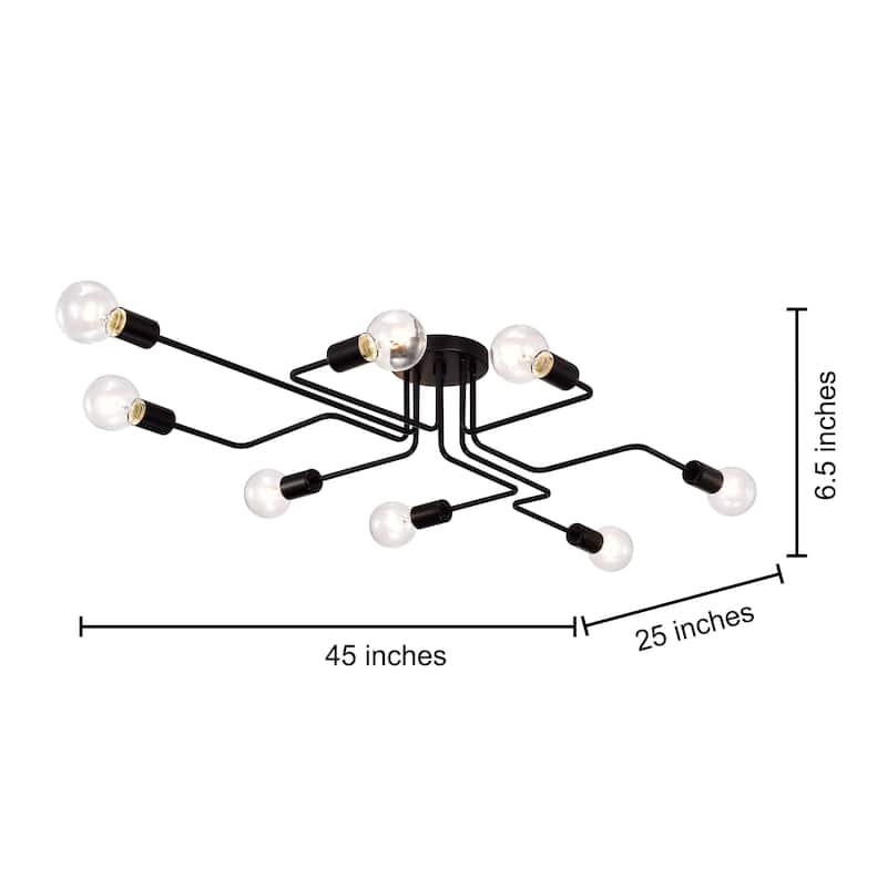 Olalla 8-Light Black Sputnik Linear Flush Mount
