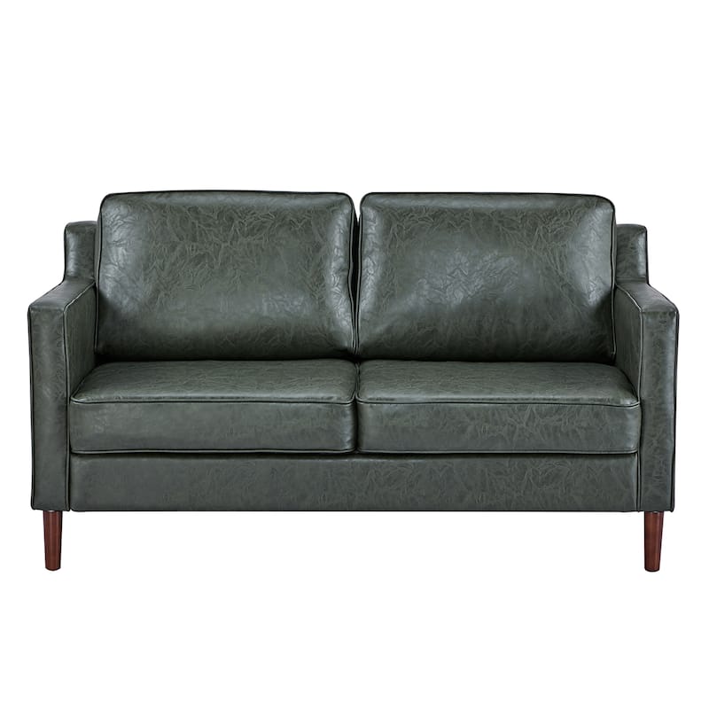 Sedona Modern Loveseat Sofa, Faux Linen / Vegan Leather Couch