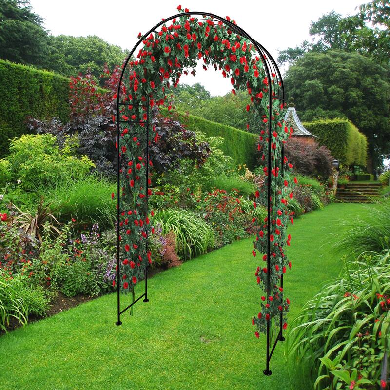 Metal Garden Arch, Outdoor Lawn Arbor with Stakes, Garden Arch Arbor Trellis for Climbing Plants, Wedding Archway Decor