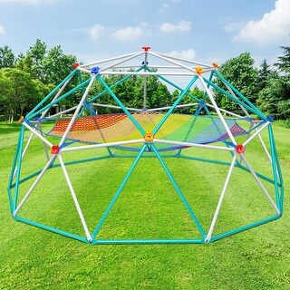 Climbing Dome with Climbing Cargo Net, 10 ft Dome Jungle Gym with Hammock for Kids Outdoor Playset Backyard - 10ftx10ft