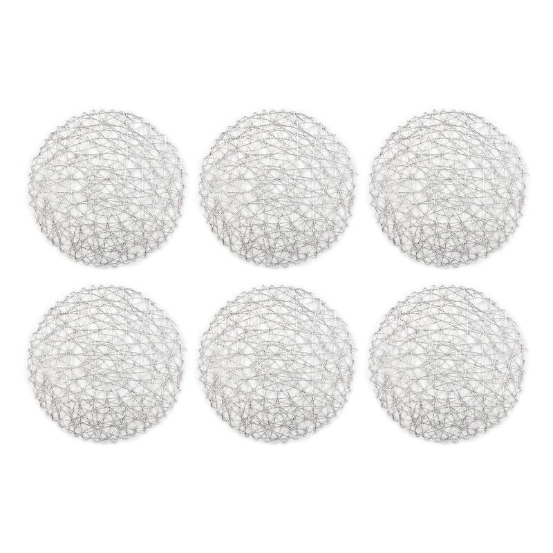 Design Imports Woven Paper Kitchen Placemat Set (Set of 6) - 15x15x1.18 - Silver Round