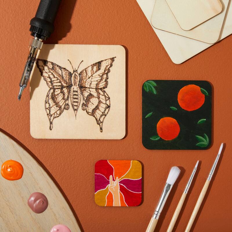 Bright Creations 70x Unfinished Wooden Squares Cutout for DIY Craft Wood Burning Engraving 3 Size