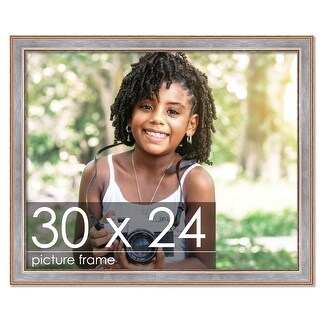 30x24 Contemporary Antique Silver Complete Wood Picture Frame with UV ...