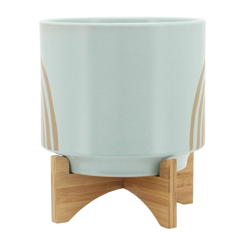 Sagebrook Home Ceramic Rainbow Arch Planter Pot with Stand