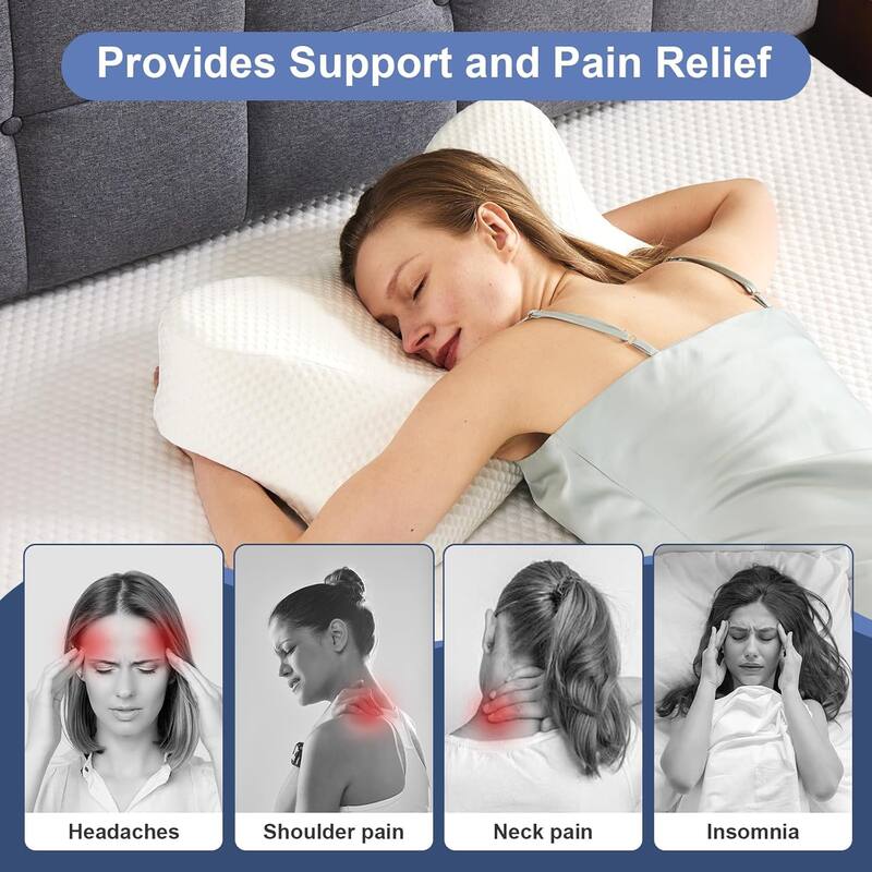 Pillow for Neck Support, Contour Memory Foampillow Shoulder Support Pain Relief for Side Back Stomach Sleepers with Pillowcase