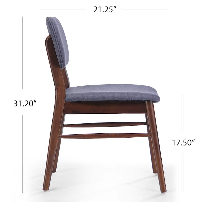 Roomfitters Mid-Century Upholstered Dining Chairs with Rubberwood Frame, Set of 2